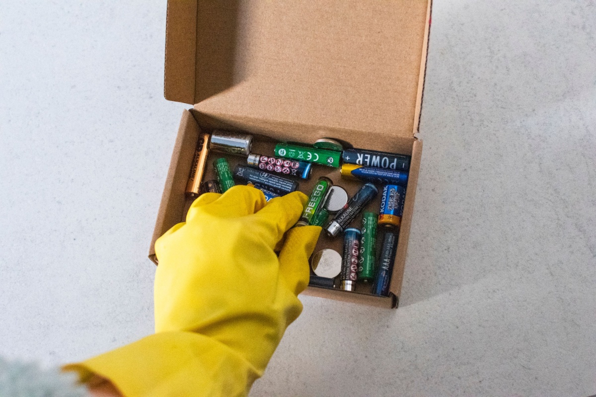 Used batteries separated from ordinary household garbage