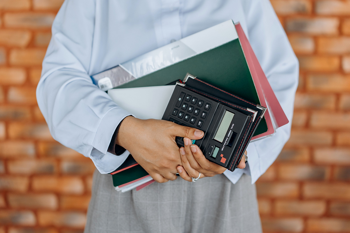 Calculator and financial files used for tax and payment planning