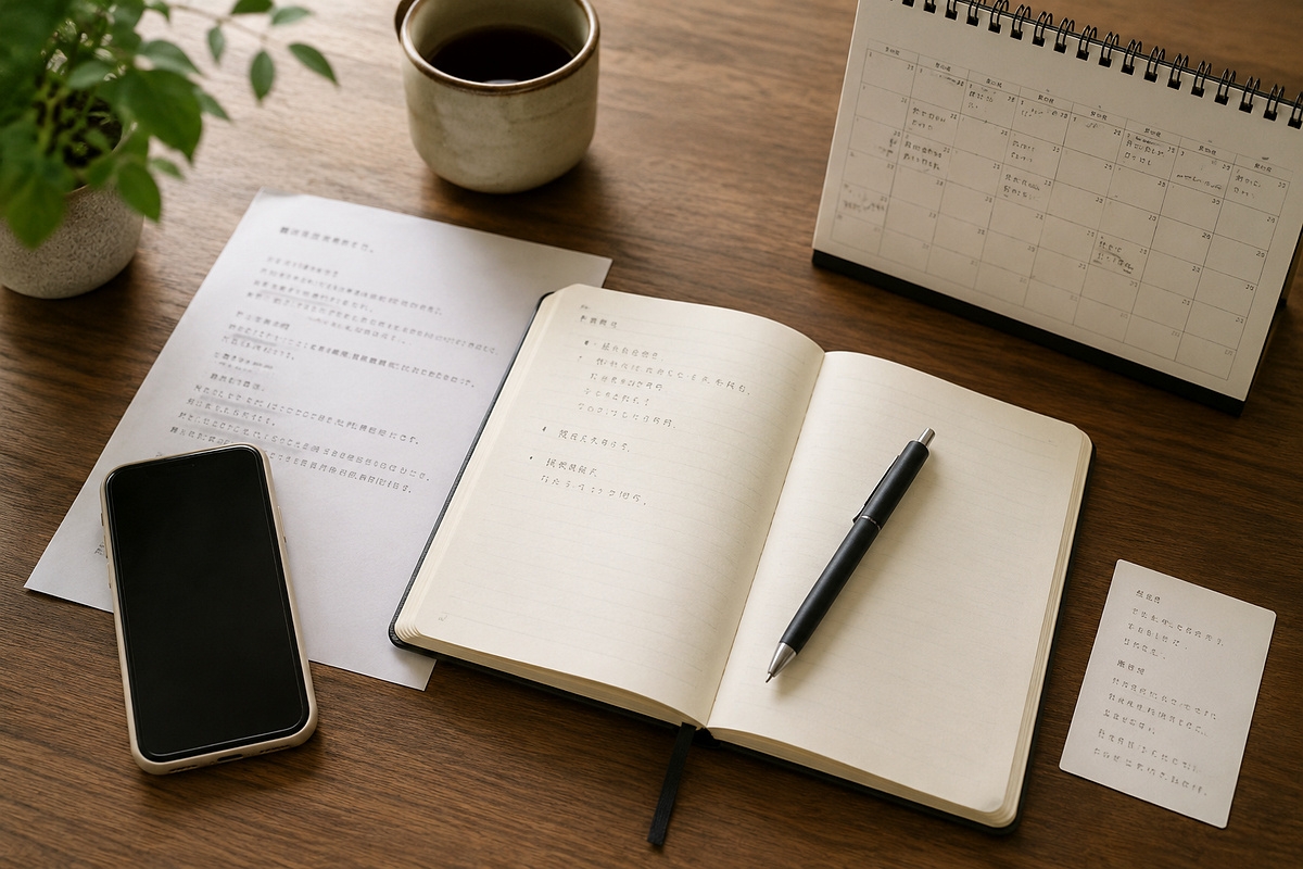 Calendar and organized documents used to track National Pension payment deadlines