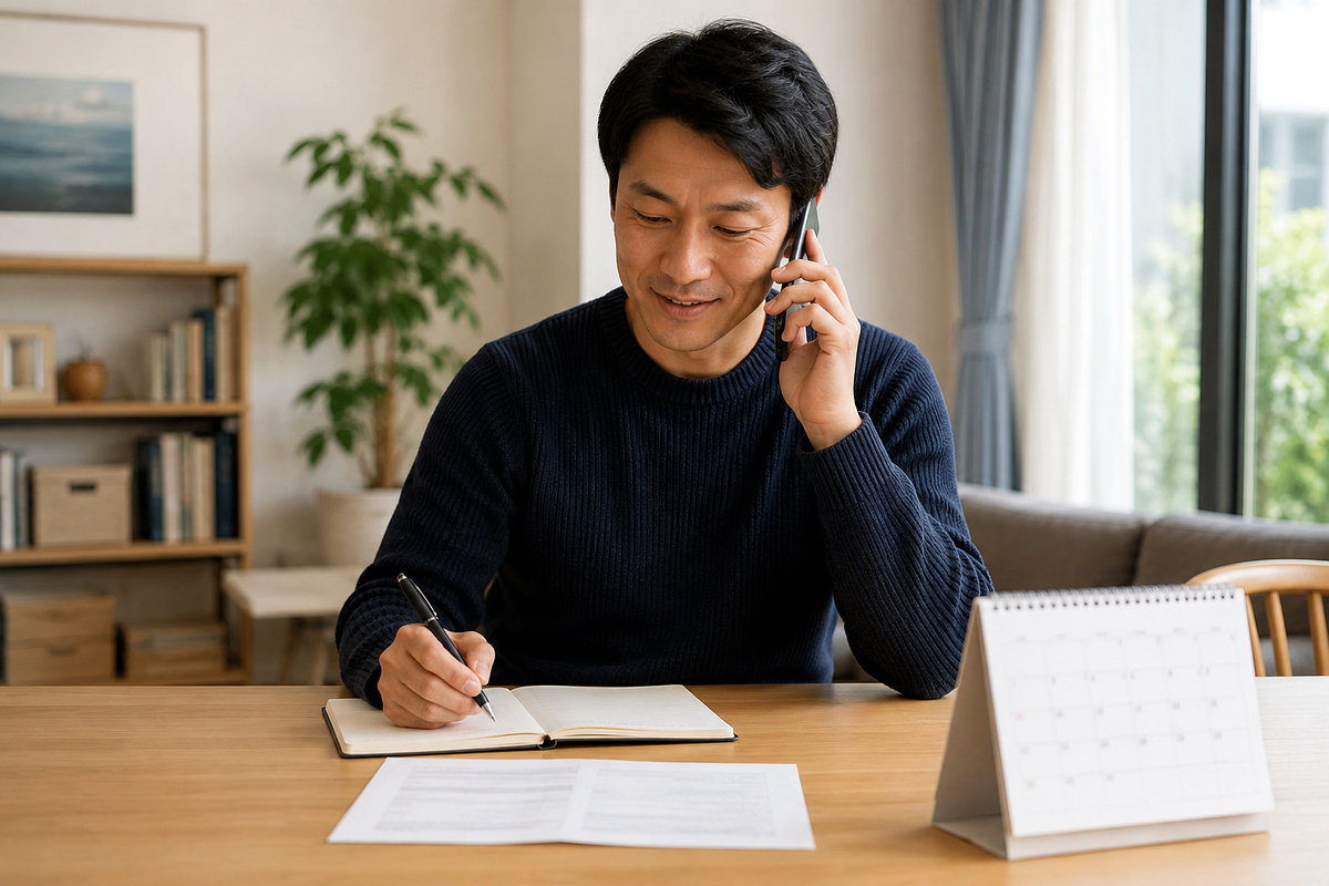 Resident taking notes during a credit card verification call