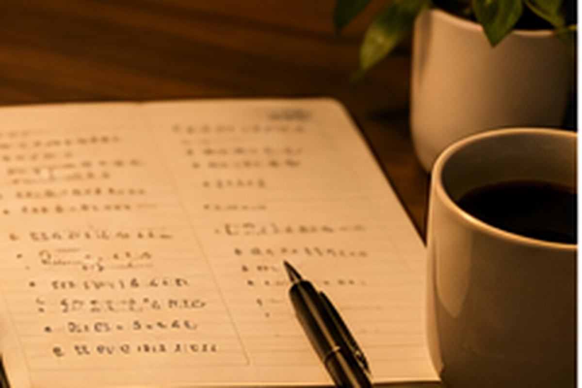 Notebook and study desk used for practical Japanese review at home