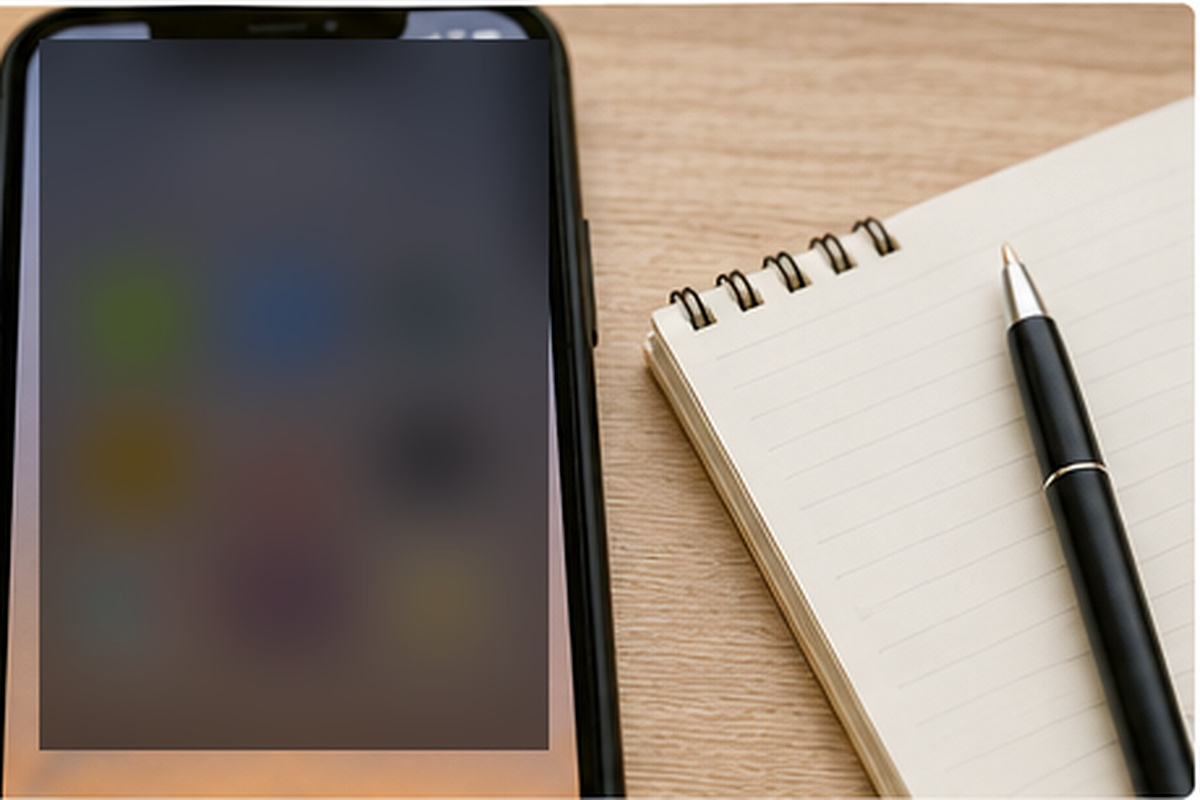 Smartphone beside a notebook used to plan a Japanese learning routine