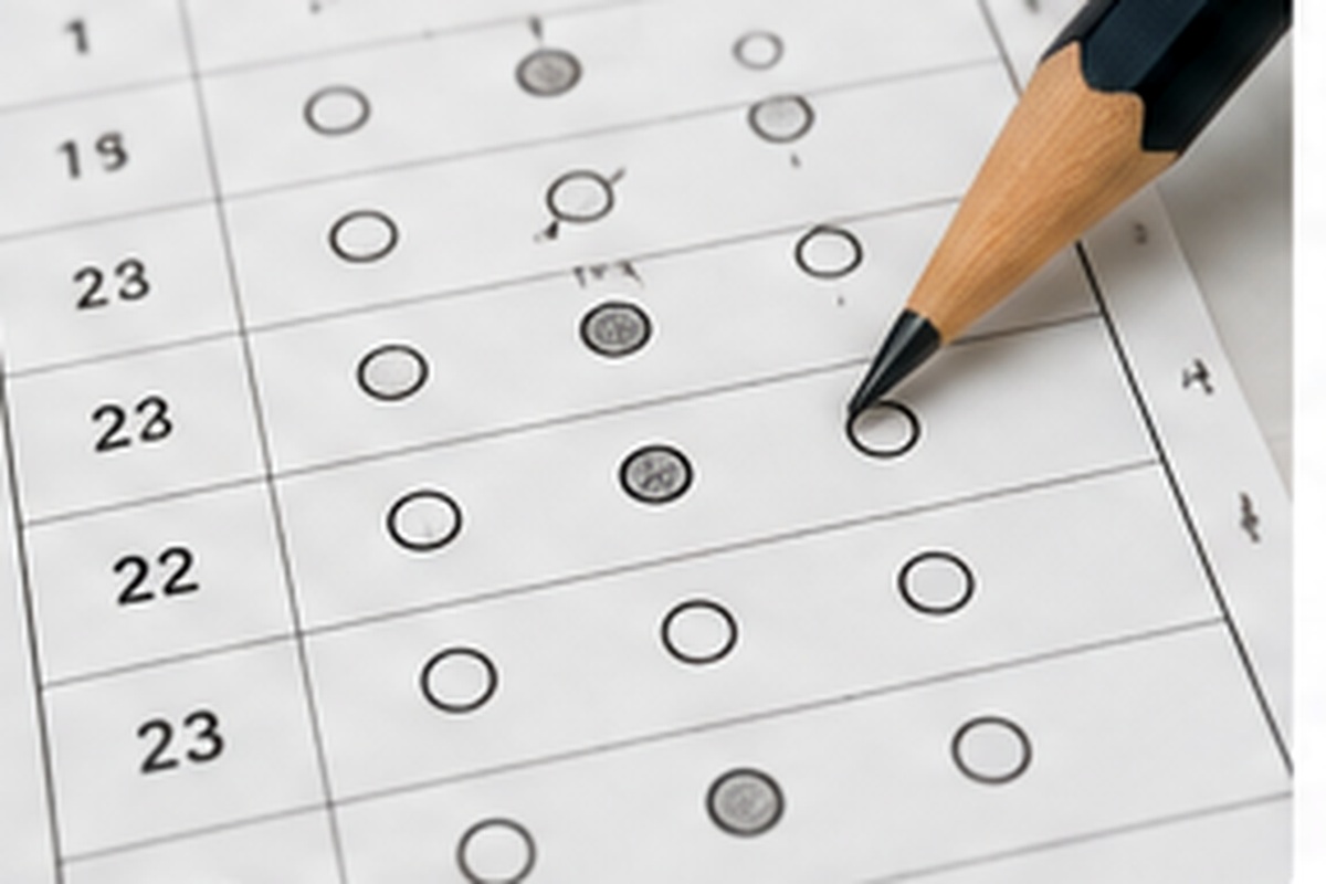 Pencil completing a driving knowledge test
