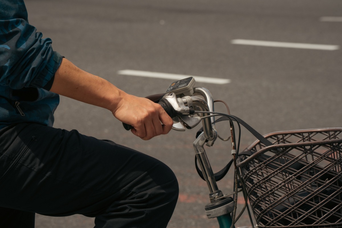 Cyclist riding on a Tokyo street
