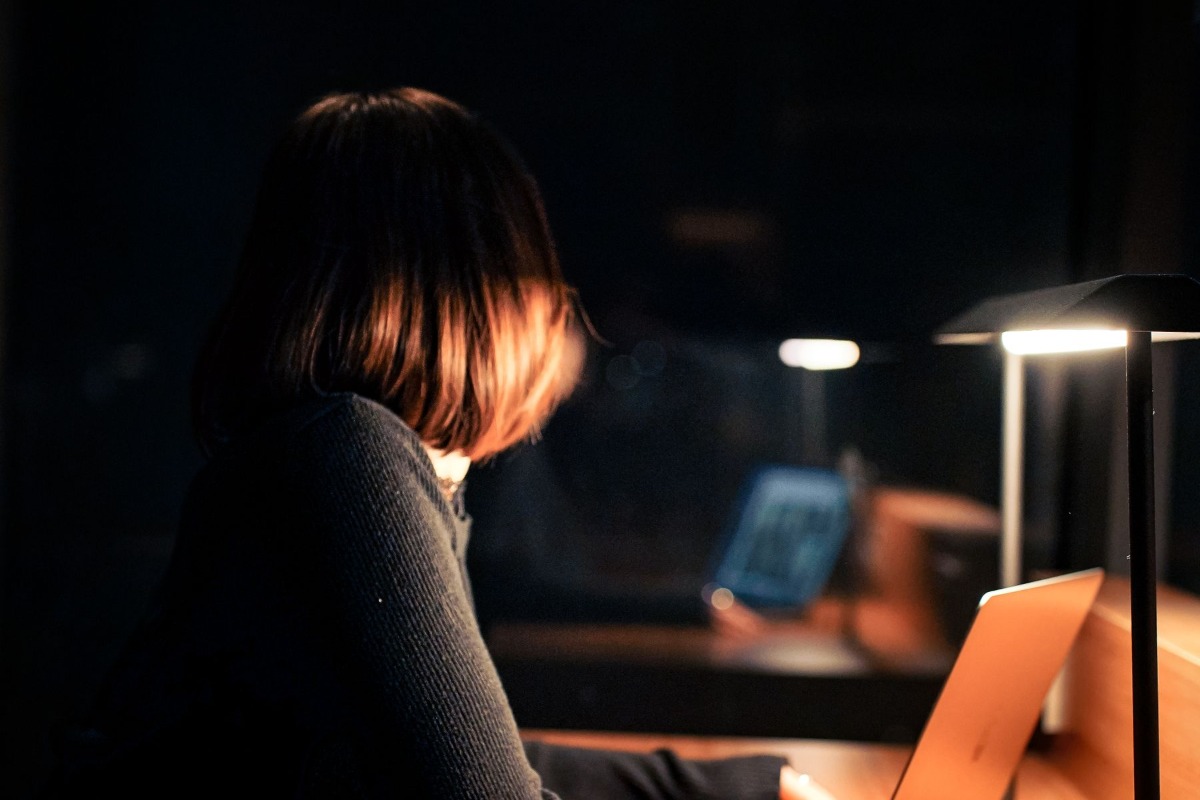 Office worker working late at night