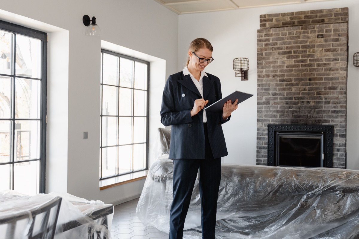 Property inspection inside an apartment before rental settlement