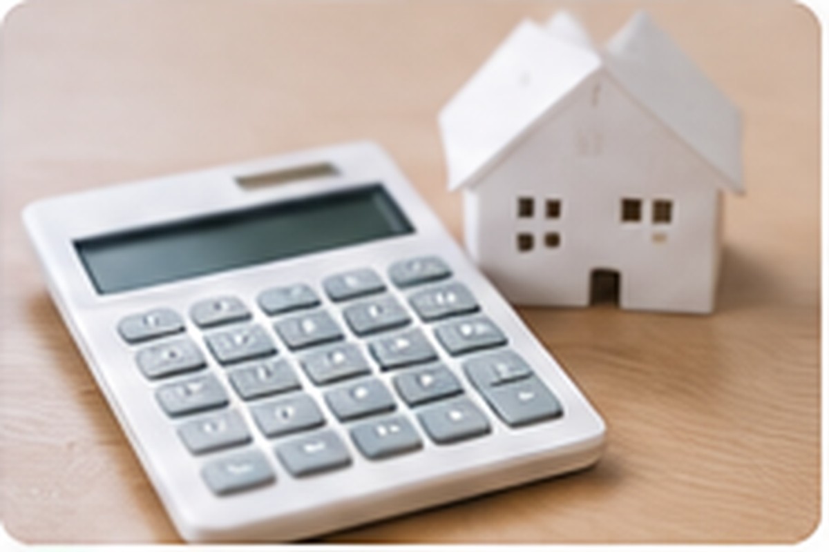 Calculator beside a small house model representing apartment renewal costs