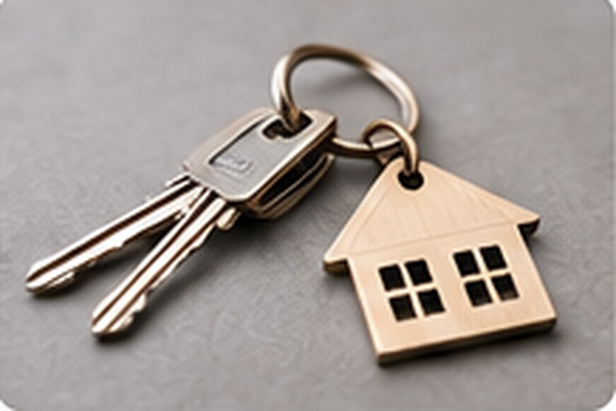 Apartment keys with a house-shaped keyring